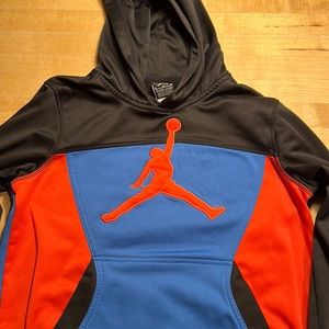 NIKE Therma Fit hoodie - black/blue/orange size M (10-12 years)